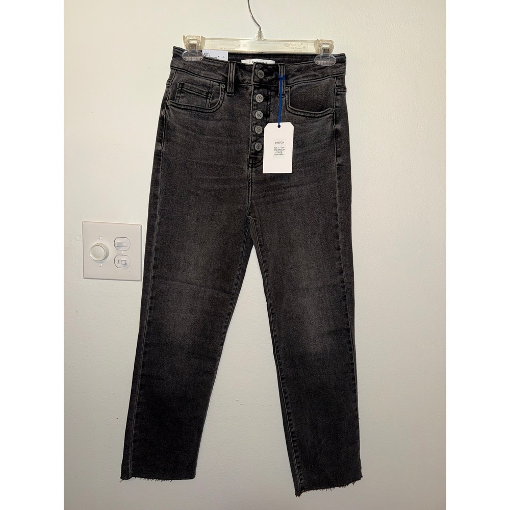 Eunina Ally Gray Area Crop Denim Jeans Size 26 NWT